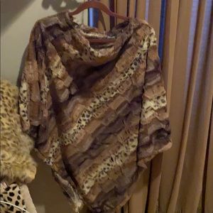 Faux Fur Leopard Poncho
